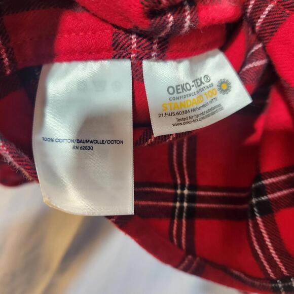 Lands End Cotton Plaid Flannel Shirt Red Mens Size Medium - Picture 6 of 9